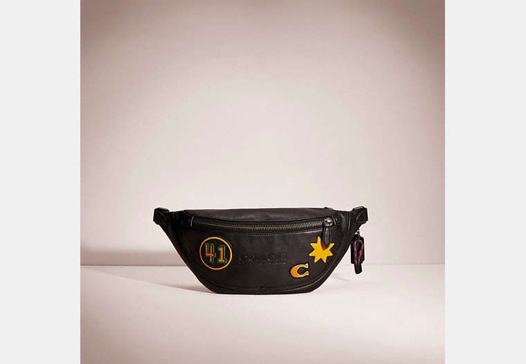 COACH®,UPCRAFTED LEAGUE BELT BAG,Black Copper/Black,Front View