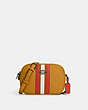 COACH®,MINI JAMIE CAMERA BAG WITH VARSITY STRIPE,Small,Black Antique Nickel/Buttercup Multi,Front View