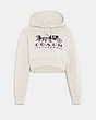 COACH®,HORSE AND CARRIAGE CROPPED HOODIE IN ORGANIC COTTON,Organic Cotton,White,Front View