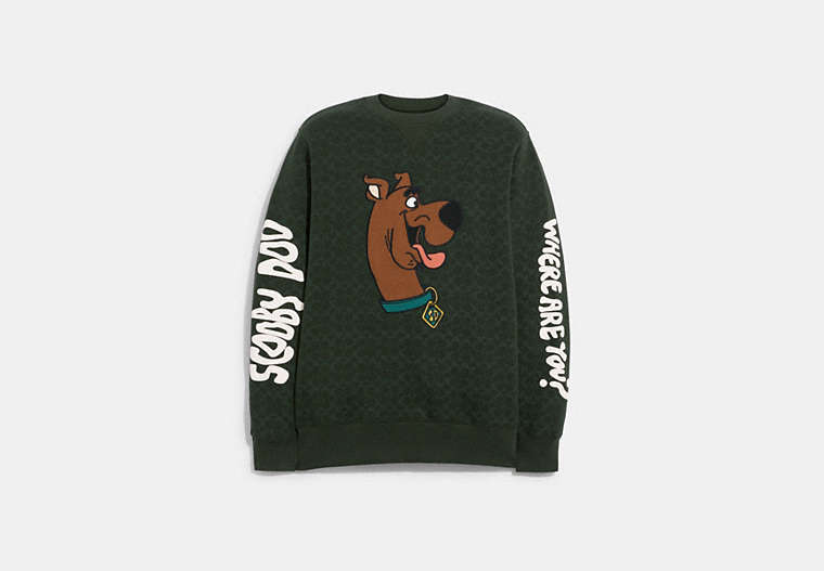 COACH®,COACH | SCOOBY-DOO! SWEAT SIGNATURE À COL ROND,Coton/polyester,Vert,Front View