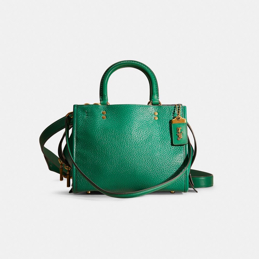 COACH®,Restored Rogue 25,Suede,Leather,Crossbody,Logo,Metal,Day Party,Green,Front View