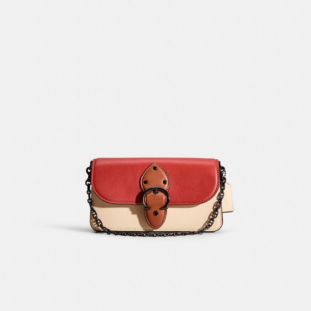 Coach Restored Beat Crossbody Clutch In Colorblock In Pewter/red Sand Ivory Multi