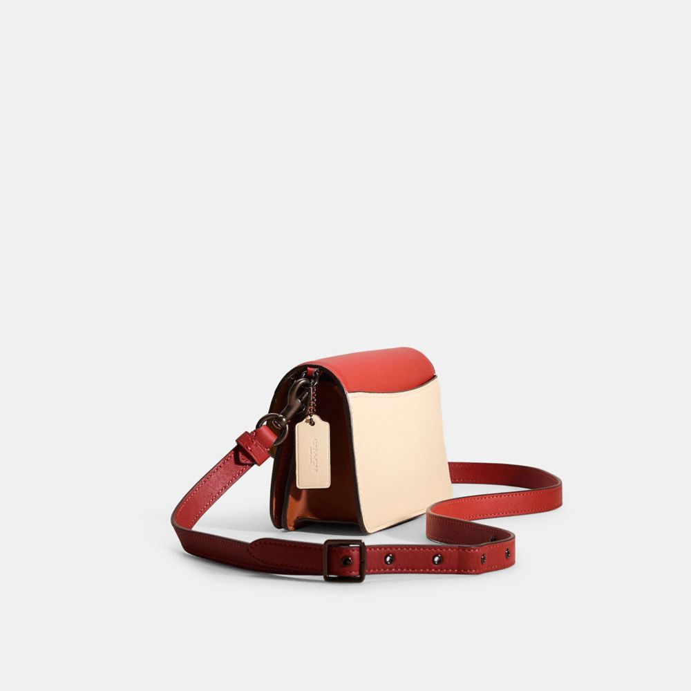 Coach Restored Beat Crossbody Clutch In Colorblock In Pewter/red Sand Ivory Multi