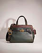 COACH®,RESTORED TATE CARRYALL 29 IN COLORBLOCK,Glovetanned Leather,Medium,Brass/Amazon Green Multi,Front View
