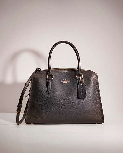 COACH®,RESTORED CHANNING CARRYALL,Polished Pebble Leather,Large,Gold/Black,Front View
