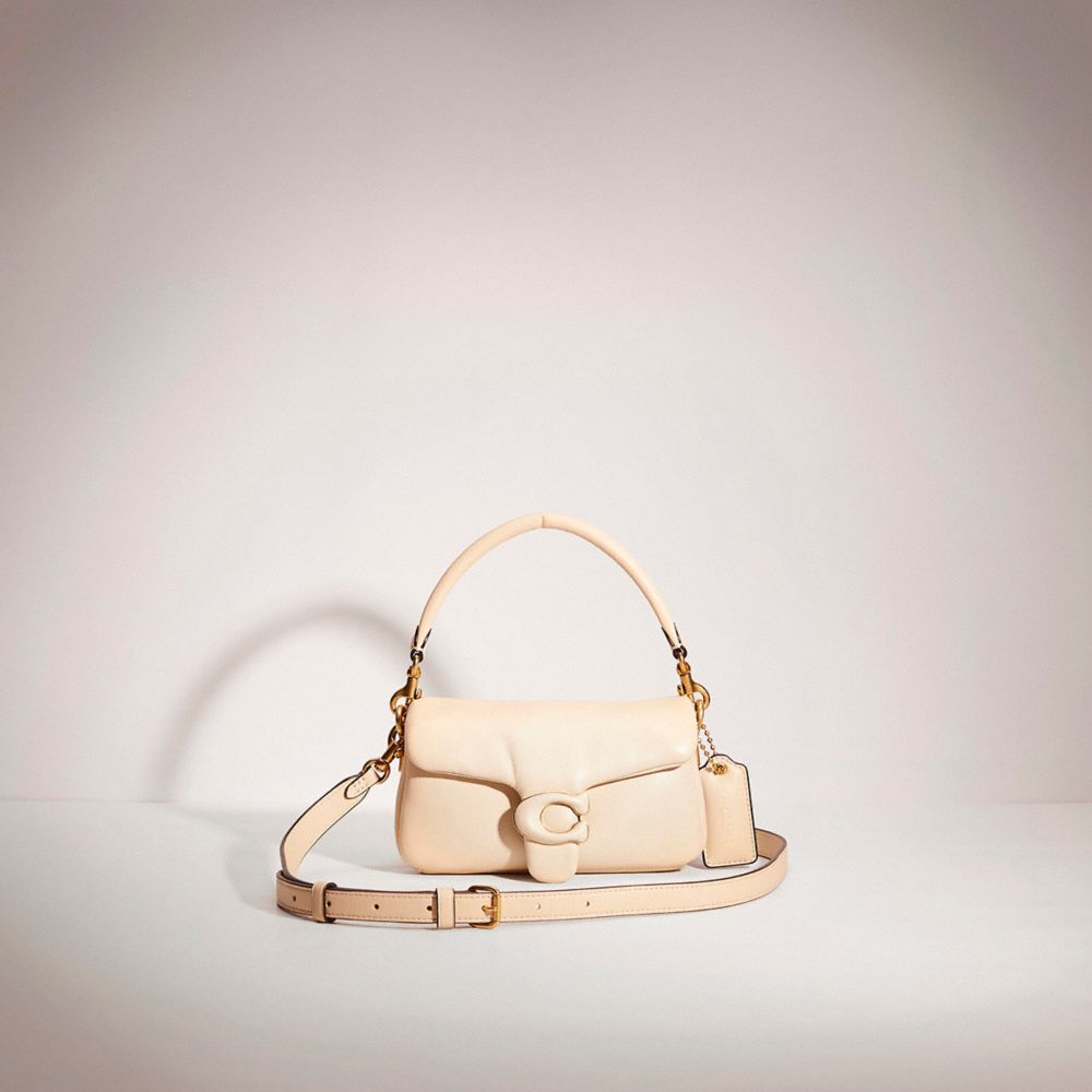 COACH®,RESTORED PILLOW TABBY SHOULDER BAG 18,Nappa leather,Mini,Brass/Ivory,Front View