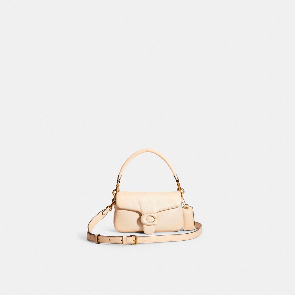 COACH®,RESTORED PILLOW TABBY SHOULDER BAG 18,Nappa leather,Mini,Brass/Ivory,Front View