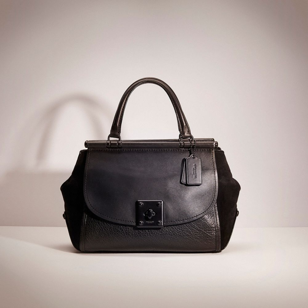 COACH®,RESTORED DRIFTER CARRYALL,Glovetanned Leather,Large,Matte Black/Black,Front View