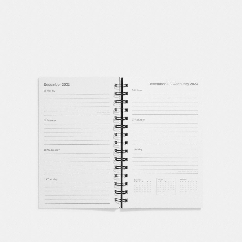 COACH®,2022 - 2023 6X8 SPIRAL DIARY BOOK,Multi,Inside View,Top View