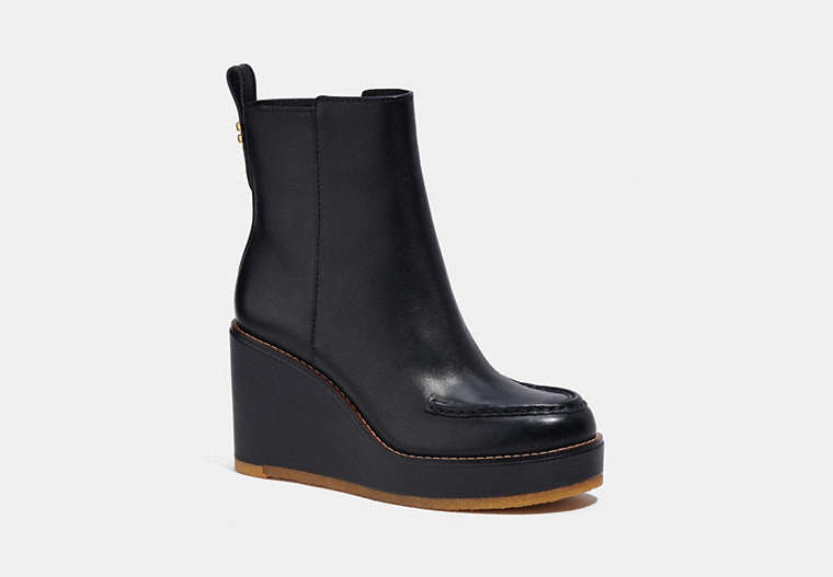 COACH®,BRADY BOOTIE,Leather,Black,Front View