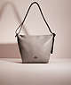 COACH®,RESTORED SMALL DUFFLETTE,Smooth Leather,Large,Dark Gunmetal/Heather Grey,Front View