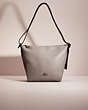 COACH®,RESTORED SMALL DUFFLETTE,Smooth Leather,Large,Dark Gunmetal/Heather Grey,Front View