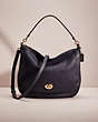 COACH®,RESTORED TURNLOCK HOBO,Polished Pebble Leather,Large,Light Gold/Navy,Front View