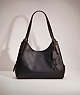 COACH®,RESTORED LORI SHOULDER BAG,Polished Pebble Leather,Large,Pewter/Black,Front View