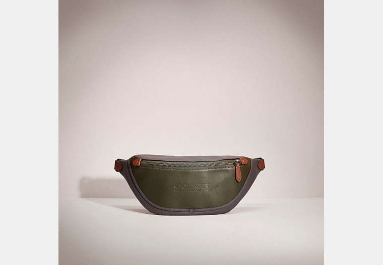 COACH®,RESTORED LEAGUE BELT BAG IN COLORBLOCK,Mini,Black Copper/Dark Shamrock Multi,Front View