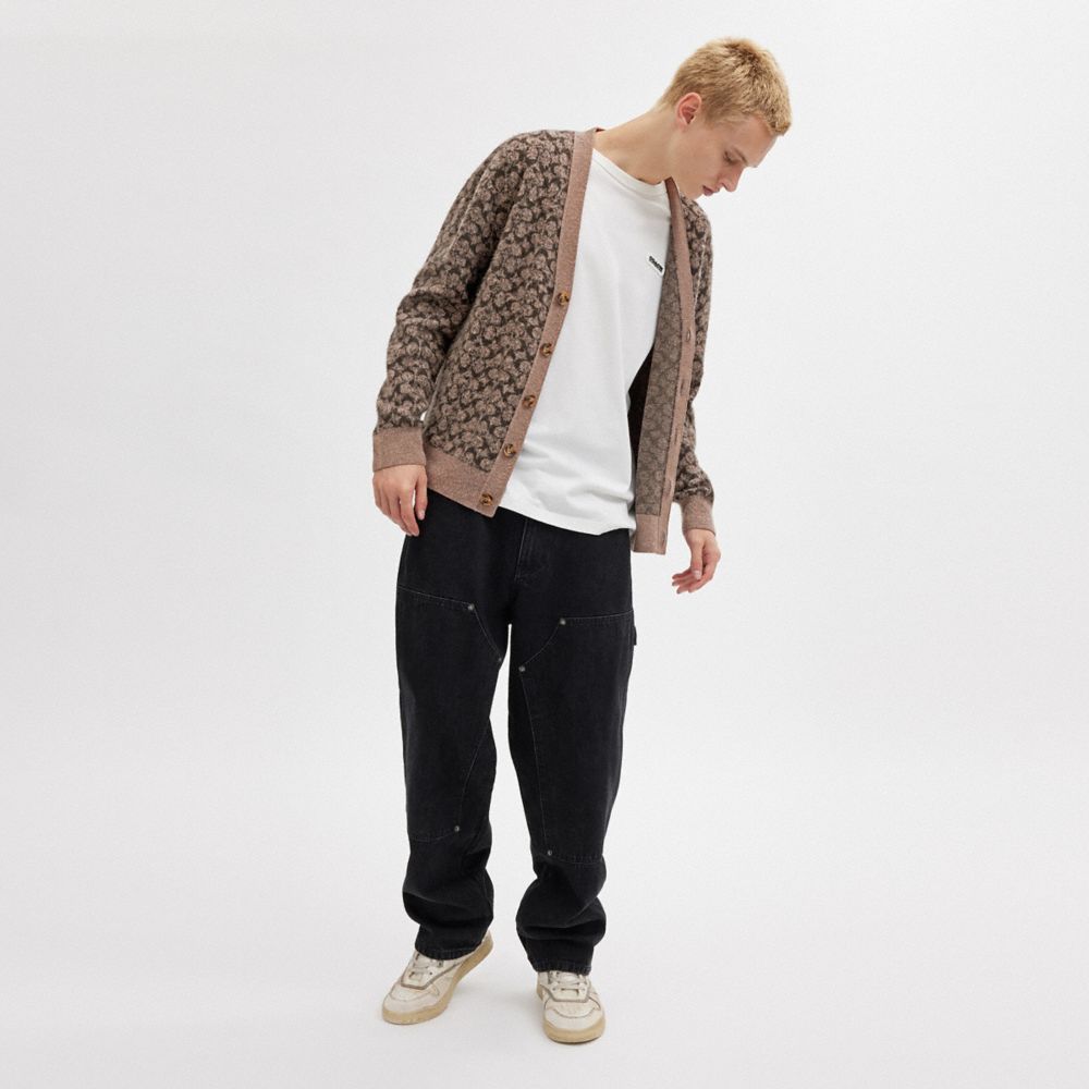 COACH®,SIGNATURE CARDIGAN,wool,Grey Multi,Scale View