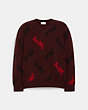 COACH®,HORSE AND CARRIAGE V-NECK SWEATER,wool,Burgundy,Front View