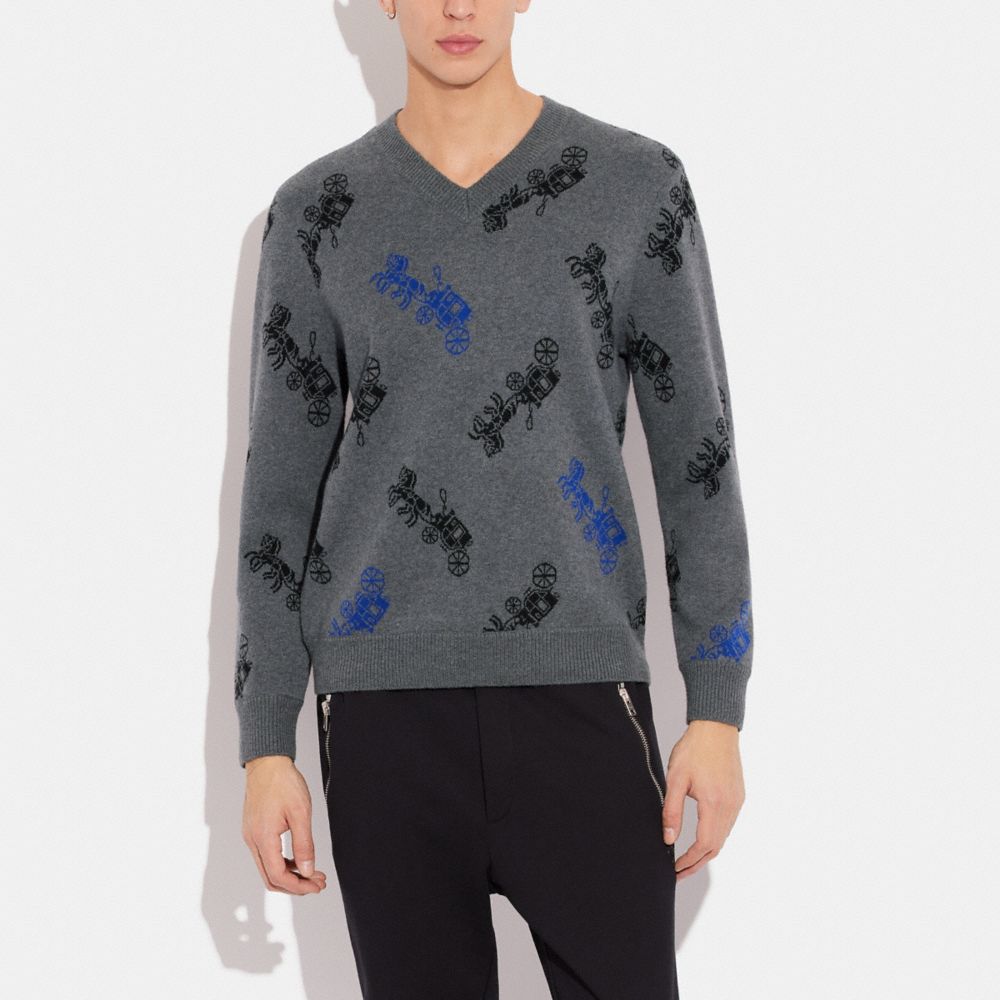 Louis Vuitton Grey Tiger Wool Knitted Sweater