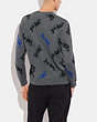 COACH®,HORSE AND CARRIAGE V-NECK SWEATER,Grey Multi,Scale View