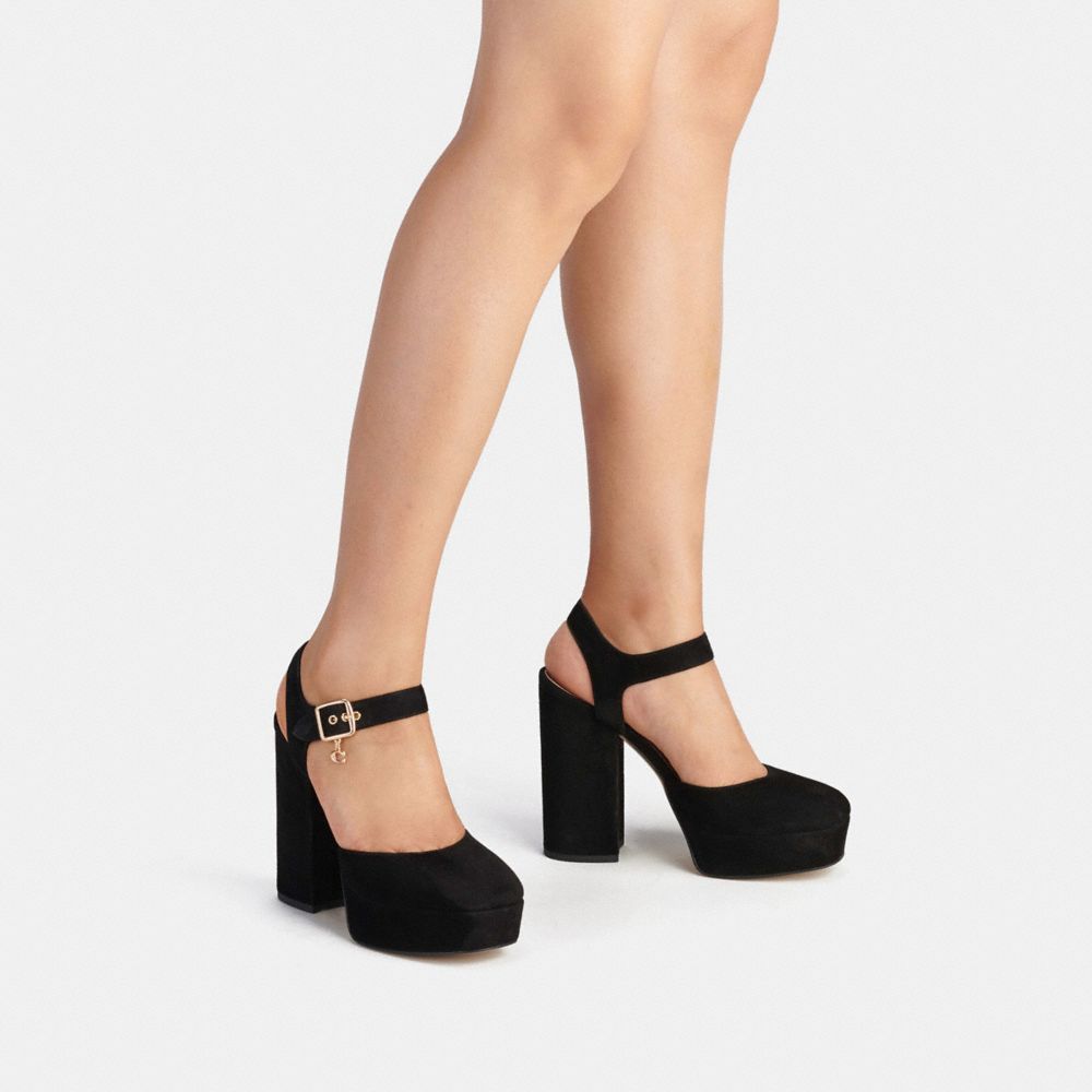 COACH®,Isabella Pump,Lining Leather,Rubber,Leather,Suede,Pumps,Cocktail,Black,Detail View