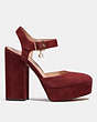 COACH®,ISABELLA PUMP,Suede,Wine,Angle View
