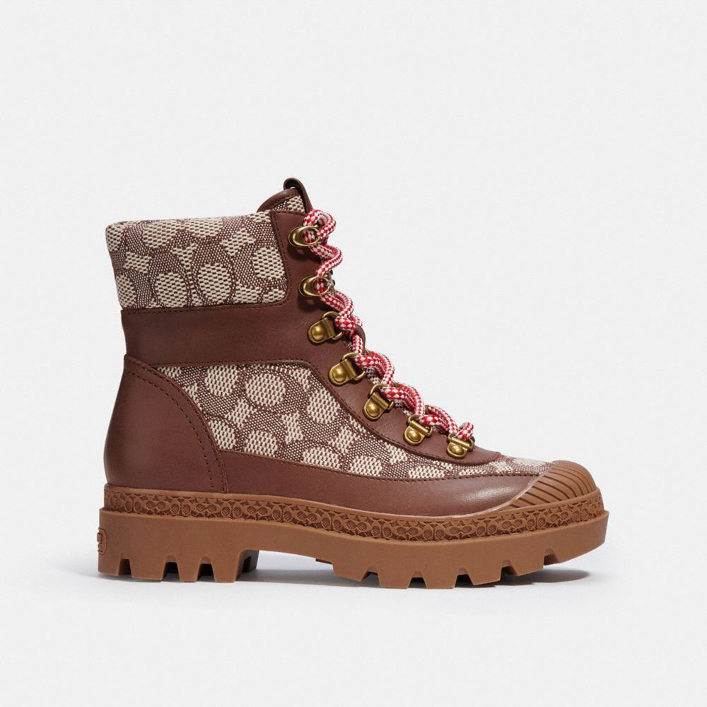 COACH®,タリア ブーティ・シグネチャー ジャカード,ブーツ,ｺｺｱ/ﾒｲﾌﾟﾙ