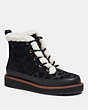 COACH®,IMANI BOOT IN SIGNATURE,mixedmaterial,Black,Front View