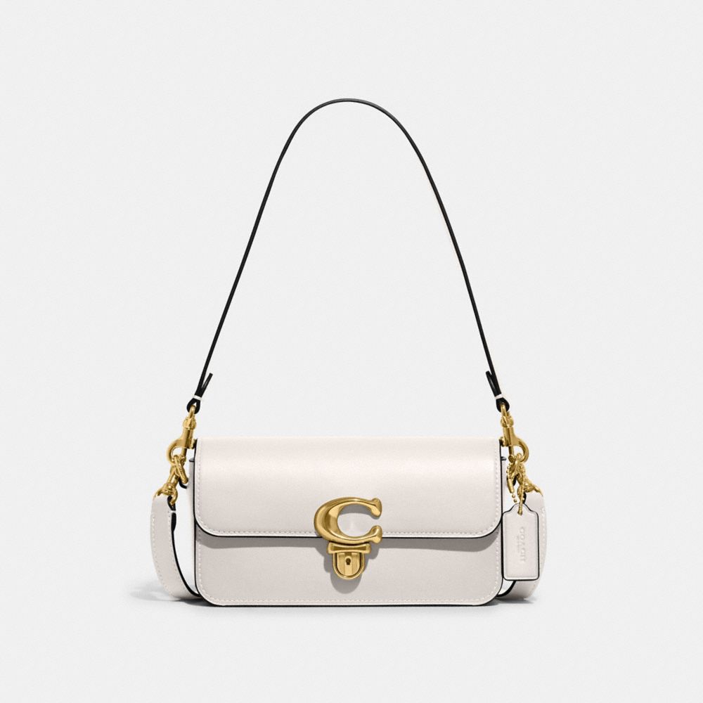 COACH®,STUDIO BAGUETTE BAG,Glovetan Leather,Mini,Brass/Chalk,Front View image number 0