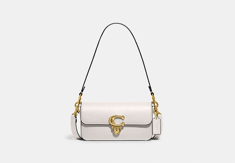 COACH®,STUDIO BAGUETTE BAG,Glovetanned Leather,Mini,Brass/Chalk,Front View image number 0
