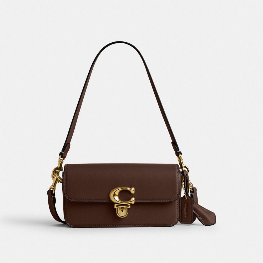 COACH®,STUDIO BAGUETTE BAG,Glovetan Leather,Mini,Brass/Maple,Front View