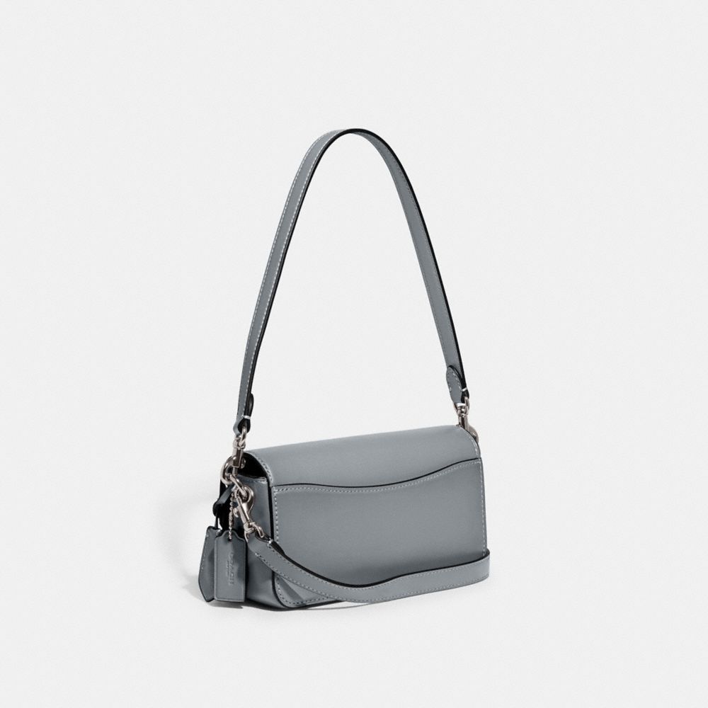 COACH®,STUDIO BAGUETTE BAG,Glovetan Leather,Mini,Silver/Grey Blue,Angle View