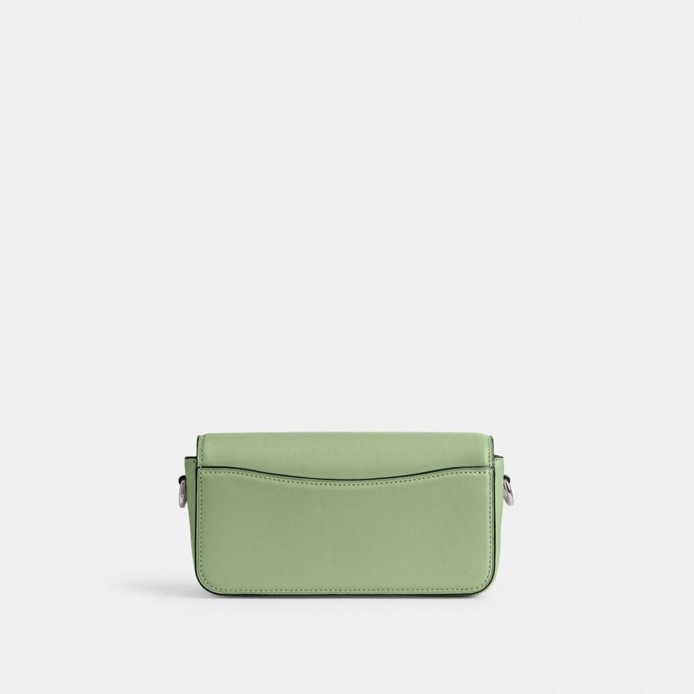 COACH®,Studio Bag 20,Leather,Shoulder Bag,Logo,Embossed,Metal,Silver Metal,Day Party,Green,Back View