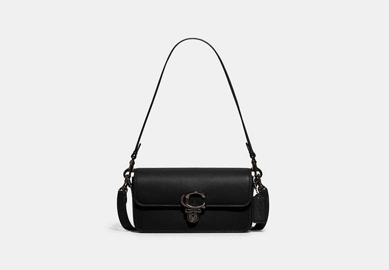COACH®,STUDIO BAGUETTE BAG,Glovetanned Leather,Pewter/Black,Front View image number 0