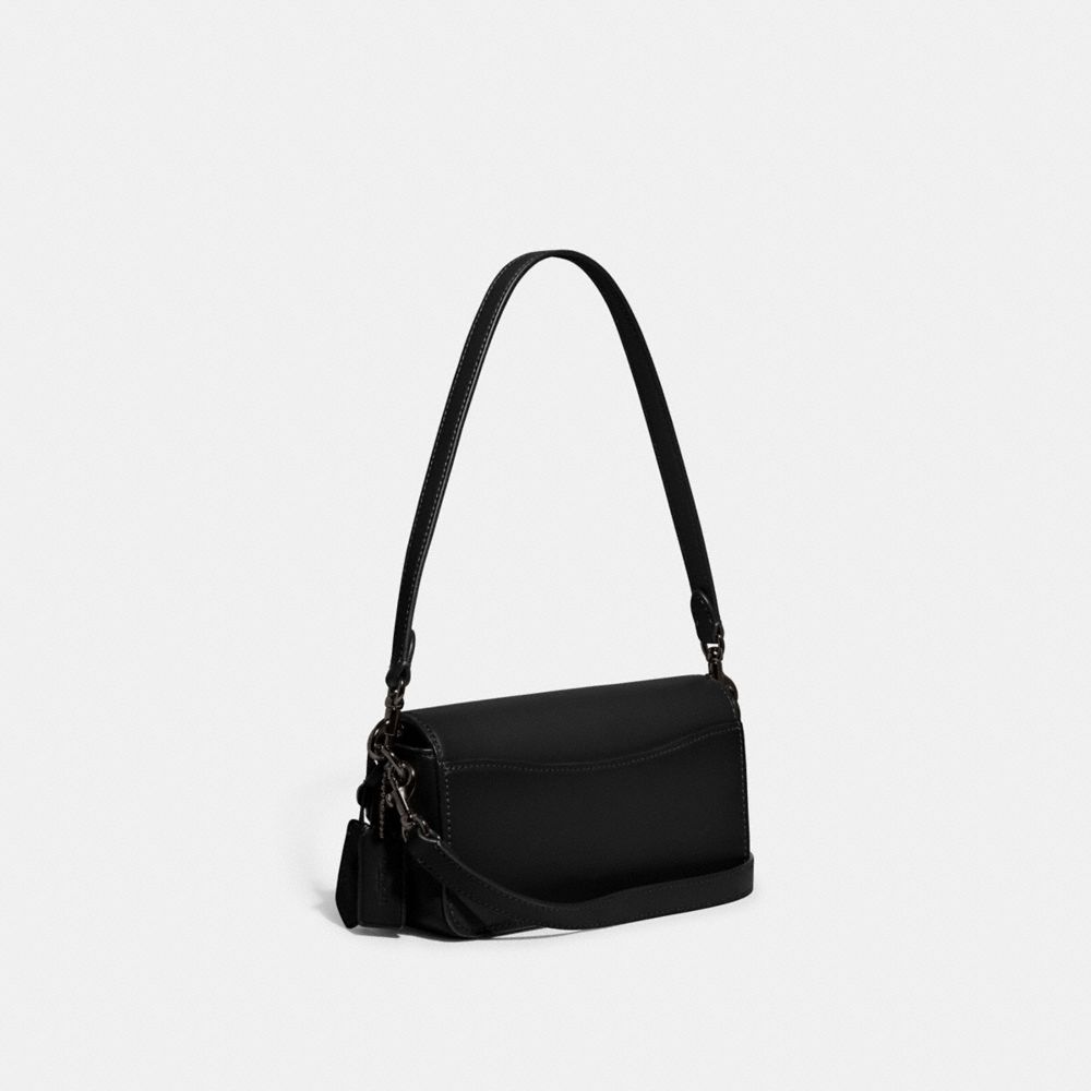 COACH®,STUDIO BAGUETTE BAG,Glovetan Leather,Mini,Pewter/Black,Angle View