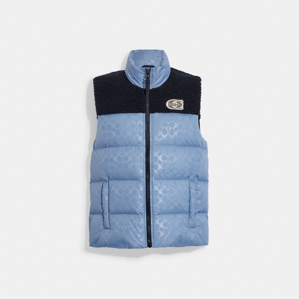 COACH® | Signature Colorblock Sherpa Puffer Vest