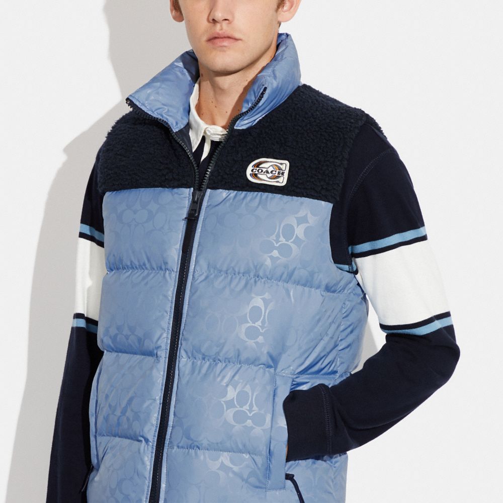 COACH® | Signature Colorblock Sherpa Puffer Vest