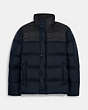 COACH®,COLORBLOCK SIGNATURE PUFFER JACKET,Graphite Navy,Front View