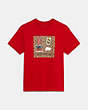 COACH®,SKI PATCHES SIGNATURE T-SHIRT,Red,Front View