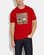 COACH®,SKI PATCHES SIGNATURE T-SHIRT,Red,Scale View