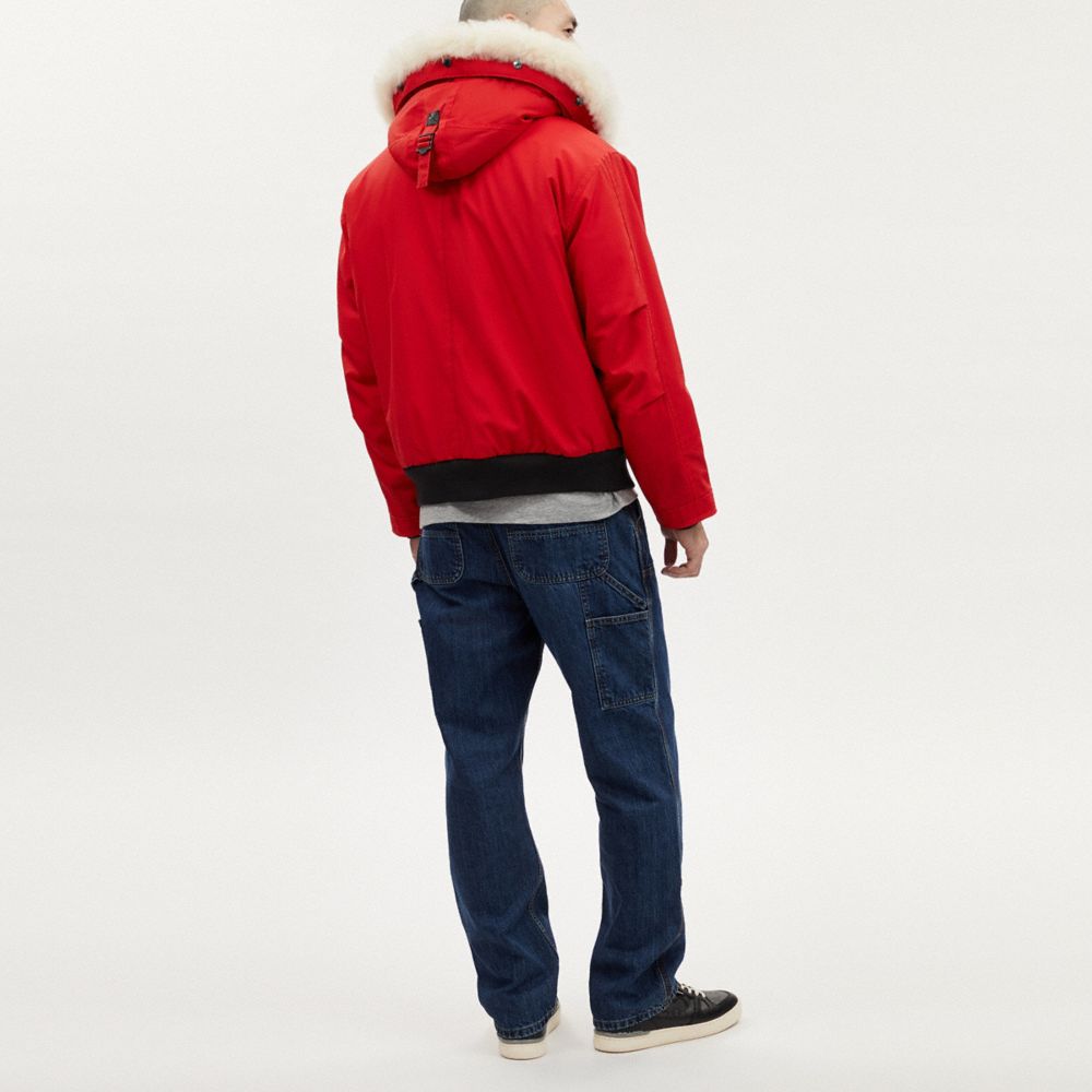 COACH®,SHORT PARKA,Polyester,Red,Scale View