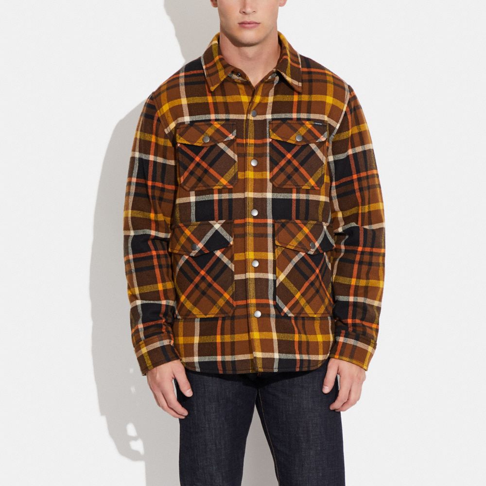 Plaid Sherpa Shirt Jacket in Jackets