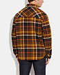 COACH®,PLAID SHERPA LINED SHIRT JACKET,Polyester,Blanket Plaid / Dark Brown,Scale View
