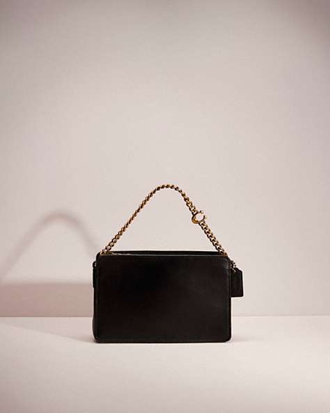 COACH®,RESTORED SIGNATURE CHAIN CROSSBODY,Leather,Small,Brass/Black,Front View