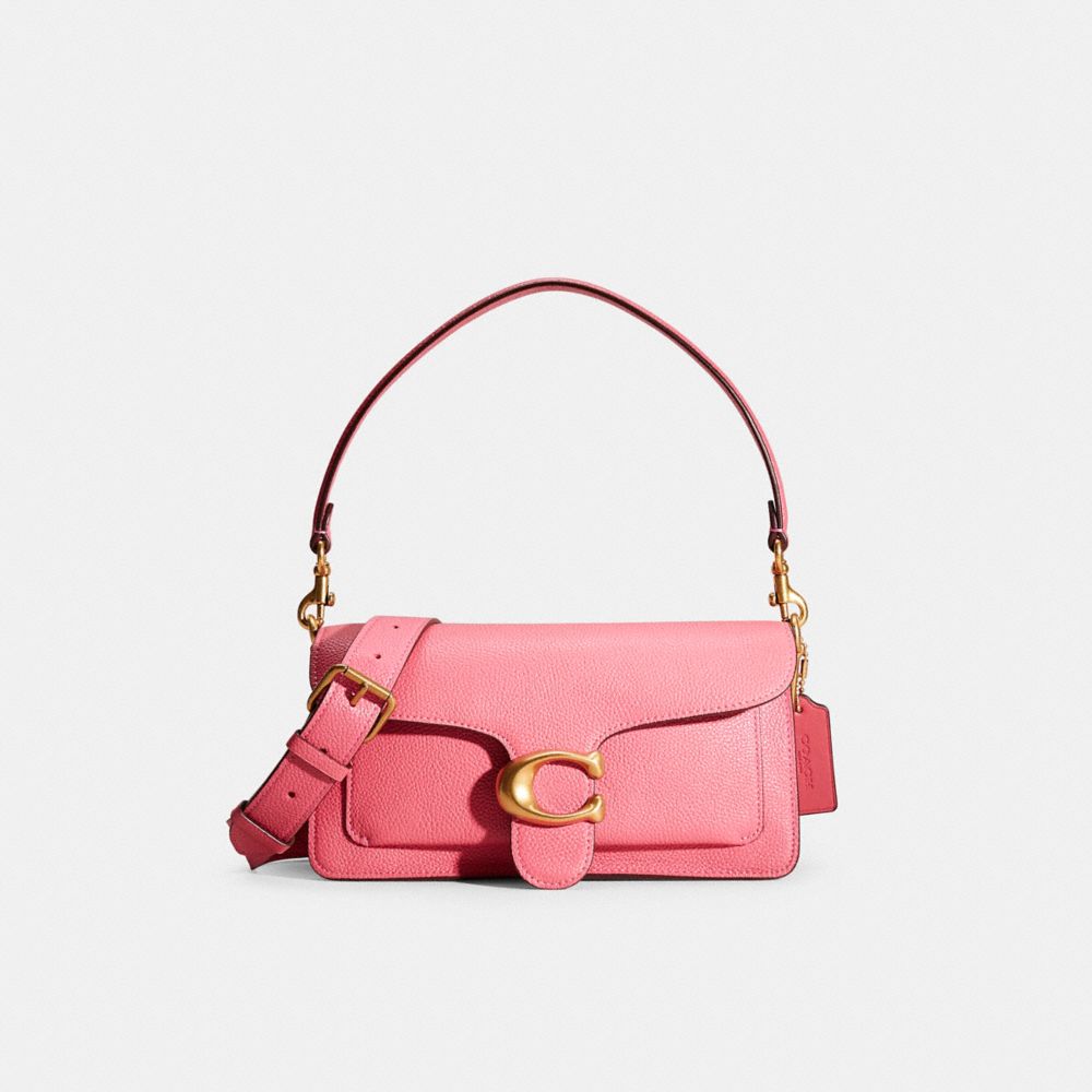 COACH®,Restored Tabby Shoulder Bag 26,Leather,Shoulder Bag,Metal,Logo,Sustainable,Brass,Day Party,Pink,Front View