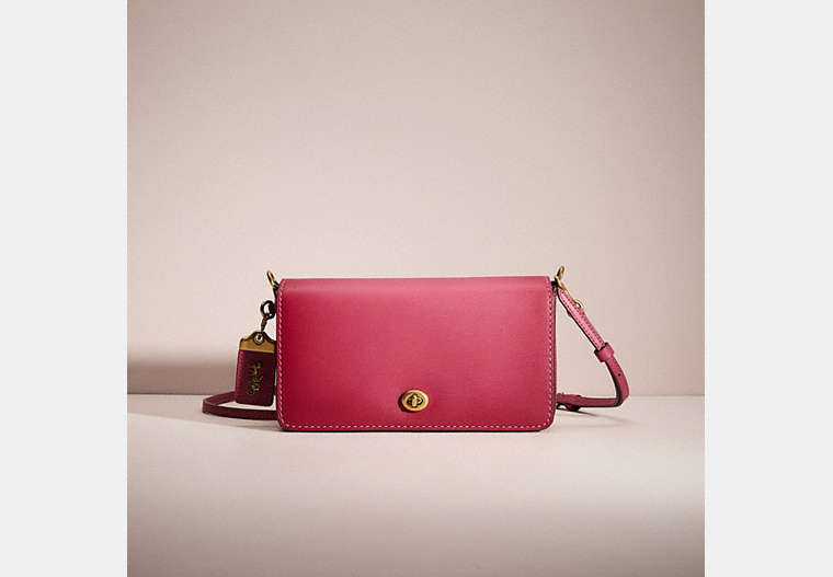 COACH®,RESTORED DINKY CROSSBODY,Glovetanned Leather,Mini,Brass/Dusty Pink,Front View