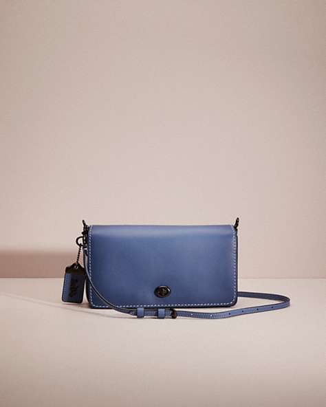 COACH®,RESTORED DINKY CROSSBODY,Glovetanned Leather,Mini,Pewter/Stone Blue,Front View