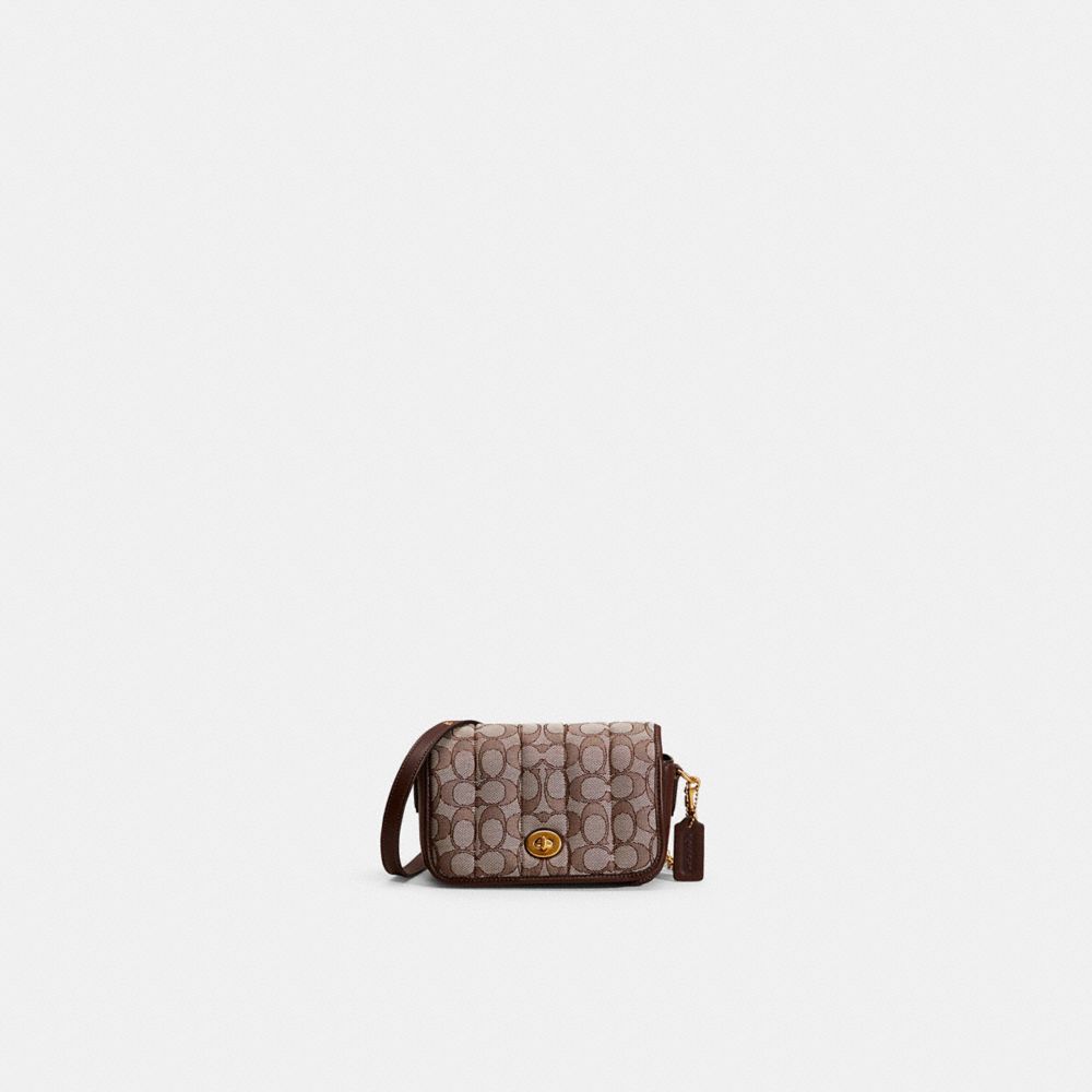 Coach Restored Dinky 18 In Signature Jacquard With Quilting In Brass/oak Maple