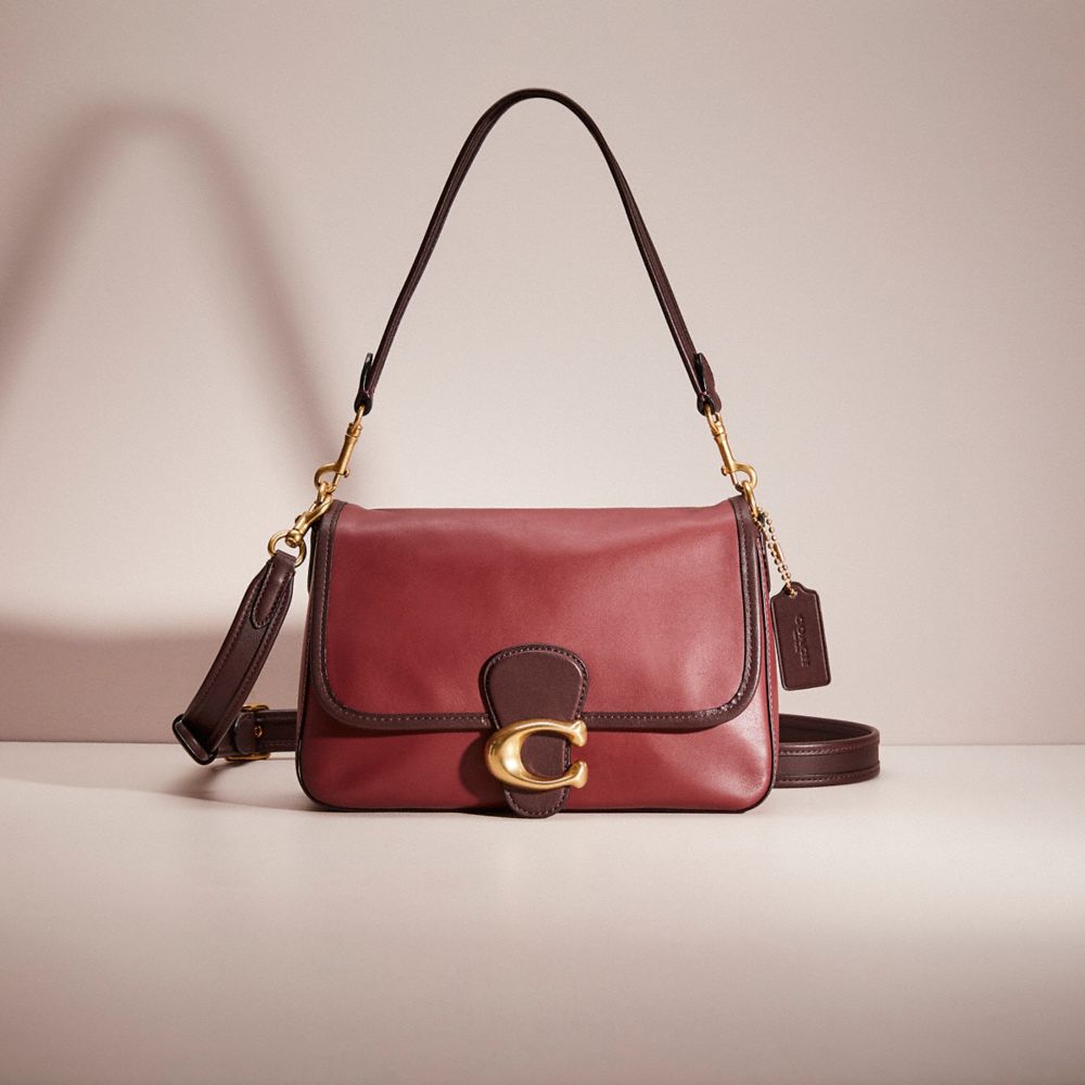 Coach Restored Soft Tabby Shoulder Bag In Colorblock In Brass/wine Multi