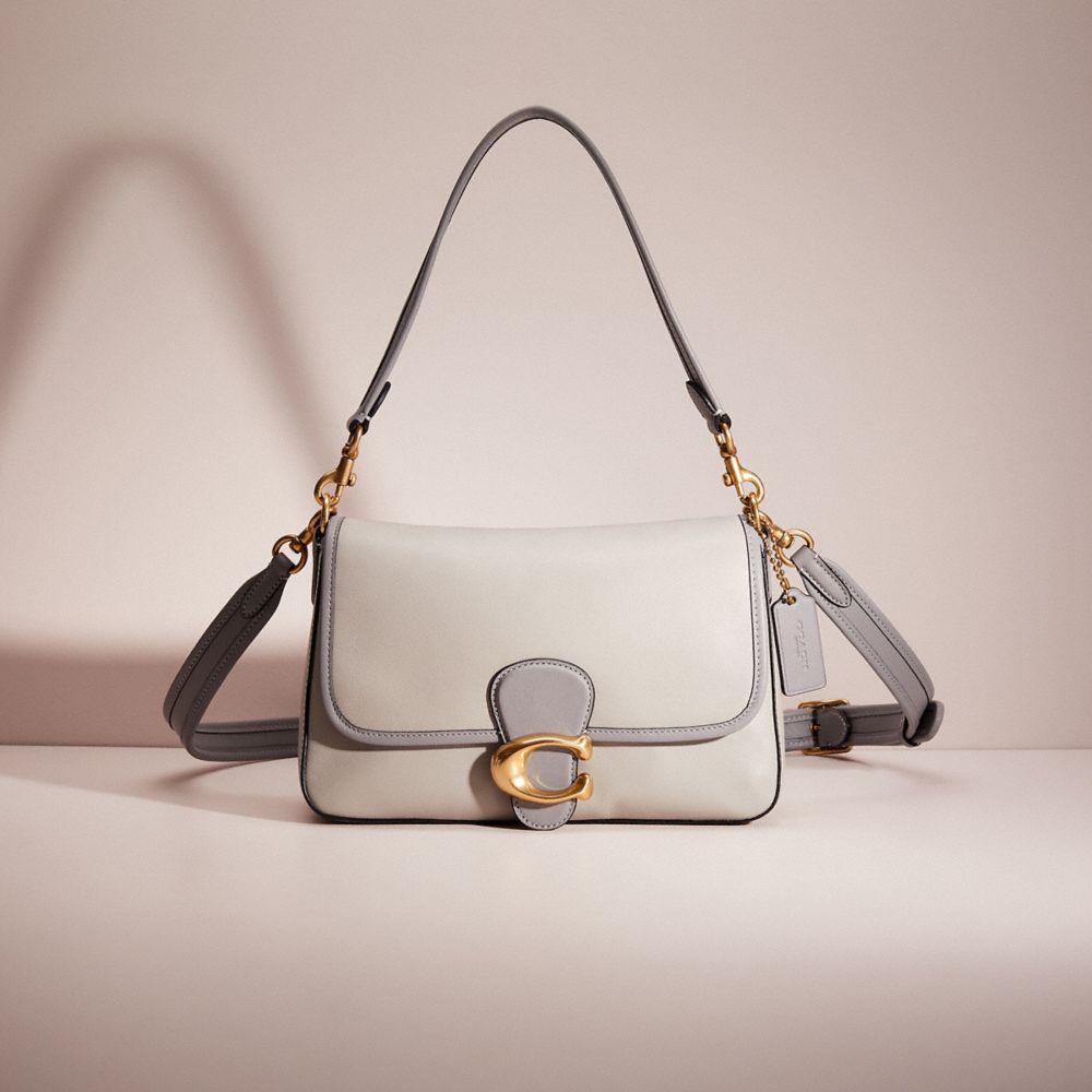 Coach Restored Soft Tabby Shoulder Bag In Colorblock In Brass/dove Grey Multi