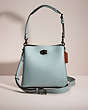 COACH®,RESTORED WILLOW BUCKET BAG IN COLORBLOCK,Polished Pebble Leather,Medium,Pewter/Sage Multi,Front View